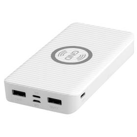 Powerbank GND 10000 mAh, bezdrôtové nabíjanie 5W, USB-C, Lightning (PB100003W) biela