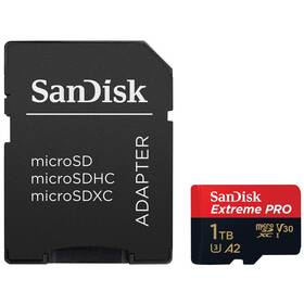 Pamäťová karta SanDisk Micro SDXC Extreme Pro 1 TB UHS-I U3  (170R/90W) + adaptér (SDSQXCZ-1T00-GN6MA)