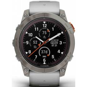 Inteligentné hodinky Garmin fenix 7X Pro Sapphire Solar - Titan / Fog Gray Silicone Band (010-02778-15) - zánovný - 24 mesiacov záruka