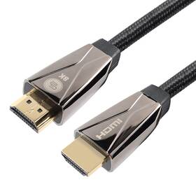 Kábel GoGEN HDMI 2.1 / 8K UHD, 1m, pozlacený, opletený (HDMI100MM09) čierny
