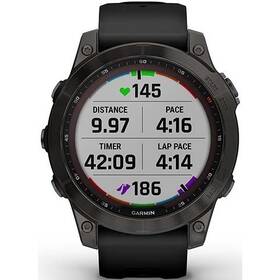 GPS hodinky Garmin fenix 7 Sapphire Solar - Titan Carbon Gray/Black Silicone Band (010-02540-21)
