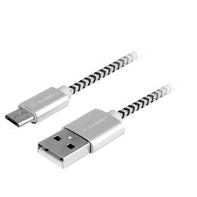 Kábel GoGEN USB / micro USB, 1m, opletený (MICUSB100MM24) strieborný - zánovný - 12 mesiacov záruka