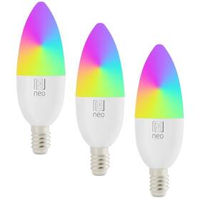 Inteligentná žiarovka IMMAX NEO SMART LED E14 6W RGB+CCT farebná a biela, stmievateľná, WiFi, 3ks (07716C)