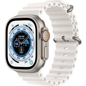 Inteligentné hodinky Apple Watch Ultra GPS + Cellular, 49mm titánové puzdro - biely oceánsky remienok (MNHF3CS/A)