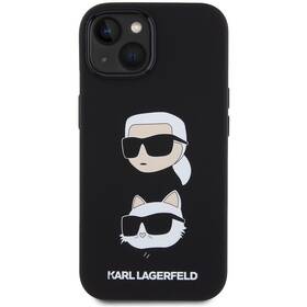 Kryt na mobil Karl Lagerfeld Liquid Silicone Karl and Choupette Heads na Apple iPhone 15 (KLHCP15SSDHKCNK) čierny