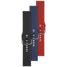 Set remienkov FIXED Silicone Strap s Quick Release 20mm (FIXSST-20MM-3SET1) čierny/červený/modrý