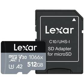 Pamäťová karta Lexar 1066x microSDXC 512GB UHS-I, (160R/120W) C10 A2 V30 U3 + adaptér (LMS1066512G-BNANG)