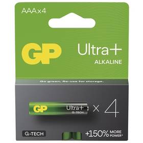 Batéria alkalická GP Ultra Plus AAA (LR03), 4 ks (B03114)