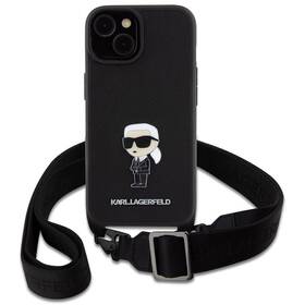 Kryt na mobil Karl Lagerfeld Saffiano Crossbody Metal Ikonik na Apple iPhone 15 (KLHCP15SSASKNPBK) čierny
