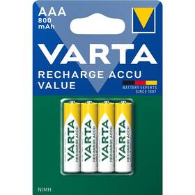 Batéria nabíjacia Varta Value, HR03, AAA, 800mAh, Ni-MH, blister 4ks (56613101404)