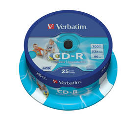 Disk Verbatim Printable CD-R DLP 700MB/80min, 52x, 25-cake (43439)