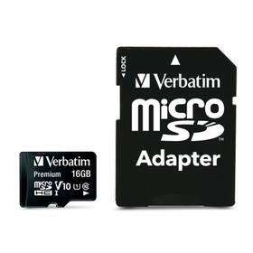 Pamäťová karta Verbatim Premium micro SDHC 16GB Class 10 (80R/10W) + adapter (44082)