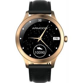 Inteligentné hodinky ARMODD Candywatch Premium 2 - ZÁNOVNÍ - 12 měsíců záruka - zlatá s černým koženým řemínkem