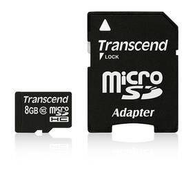 Pamäťová karta Transcend MicroSDHC 8GB Class10 + adapter (TS8GUSDHC10)