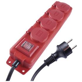 Kábel predlžovací EMOS 4x zásuvka, vypínač, guma-neoprén, 3m (P14131) čierna/červená
