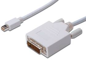 Kábel PremiumCord Mini DisplayPort / DVI, M/M, 1m (kportadmk02-01) biely