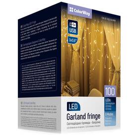 Vianočné osvetlenie ColorWay vnútorné, 100 LED, 3× 0,6m, IP20, USB, teplá biela (CW-GF-100L36UWW)