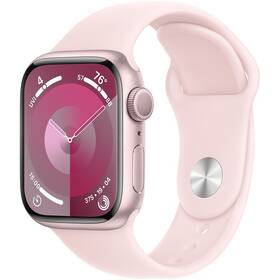 Inteligentné hodinky Apple Watch Series 9 GPS 41mm pouzdro z růžového hliníku - světle růžový sportovní řemínek - M/L (MR943QC/A)