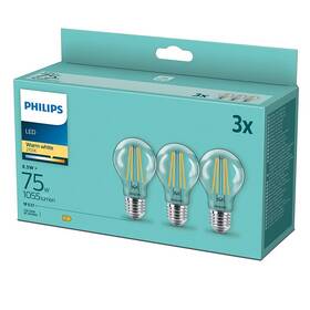 LED žiarovka Philips klasik, 8,5 W, E27, teplá biela, 3ks (8718699696955)