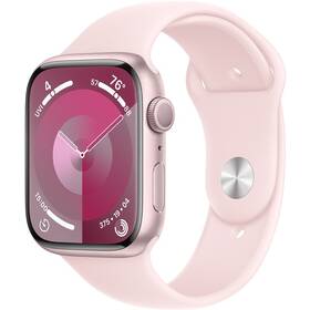 Inteligentné hodinky Apple Watch Series 9 GPS 45mm pouzdro z růžového hliníku - světle růžový sportovní řemínek - M/L (MR9H3QC/A)