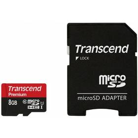 Pamäťová karta Transcend MicroSDHC Premium 8GB UHS-I U1 (45MB/s) + adaptér (TS8GUSDU1)