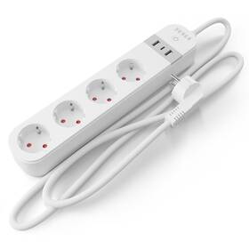Kábel predlžovací Tesla Smart PS300, 4x zásuvka/1x USB-C/2x USB-A (TSL-SPL-SPS300) biely