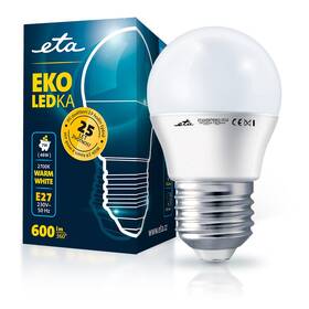 LED žiarovka ETA EKO LEDka mini globe 7W, E27, teplá bílá (ETAG45W7WW01)