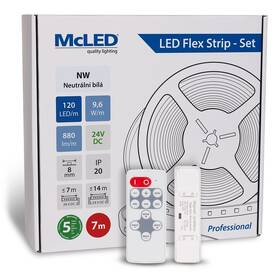 LED pásik McLED s ovládáním Nano - sada 7 m - Professional, 120 LED/m, NW, 880 lm/m, vodič 3 m (ML-126.839.60.S07002)