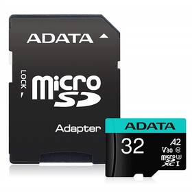Pamäťová karta ADATA Premier Pro MicroSDHC 32GB (100R/80W) + adaptér (AUSDH32GUI3V30SA2-RA1)