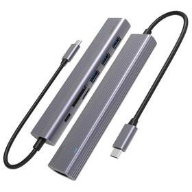 USB Hub Spello by Epico USB-C Slim 7v1 (9915111900088) strieborný