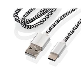 Kábel GoGEN USB/USB-C, 1m, opletený, skúmavka (USBAC100MM24T) strieborný