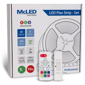 LED pásik McLED s ovládáním Nano - sada 10 m - Professional, 60 LED/m, RGB, 300 lm/m, vodič 3 m (ML-128.005.90.S10004)
