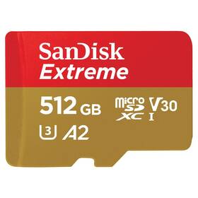 Pamäťová karta SanDisk Micro SDXC Extreme 512GB UHS-I U3 (190R/130W) + adaptér (SDSQXAV-512G-GN6MA)