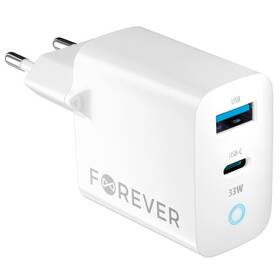 Nabíjačka do siete Forever GaN TC-06-33AC PD QC 1x USB-C, 1x USB, 33W (GSM171395) biela