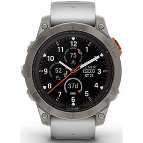 Inteligentné hodinky Garmin fenix 7 Pro Sapphire Solar - Titan / Fog Gray Silicone Band (010-02777-21)