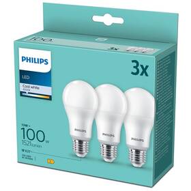 LED žiarovka Philips klasik, 13W, E27, studená bílá (3ks) (8718699694906)
