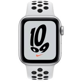 Inteligentné hodinky Apple Watch Nike SE GPS, 44mm púzdro zo strieborného hliníka - platinový/čierny športový remienok (MKQ73VR/A)