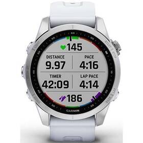 Inteligentné hodinky Garmin fenix 7S Glass - Silver/ White Silicone Band (010-02539-03)