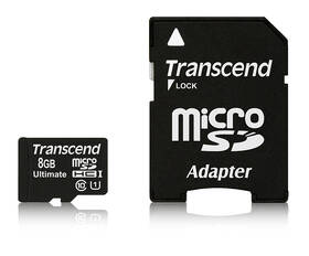 Pamäťová karta Transcend MicroSDHC 8GB UHS-I U1 (90MB/s) + adapter (TS8GUSDHC10U1)