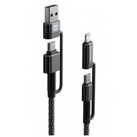 Kábel Swissten Kevlar 4v1, USB-C/USB, USB-C/Lightning, 1,5 m (74501101) antracitová farba