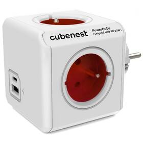 Rozbočovacie zásuvka CubeNest Powercube Original USB PD 20W, USB, USB-C, 4x zásuvka (PC220RD) biela/červená
