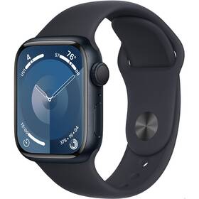Inteligentné hodinky Apple Watch Series 9 GPS 41mm pouzdro z temně inkoustového hliníku - temně inkoustový sportovní řemínek - S/M (MR8W3QC/A)