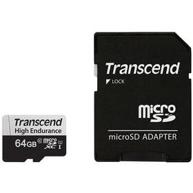 Pamäťová karta Transcend MicroSDXC High Endurance 64GB UHS-I U1 (95R/45W) + adaptér (TS64GUSD350V)
