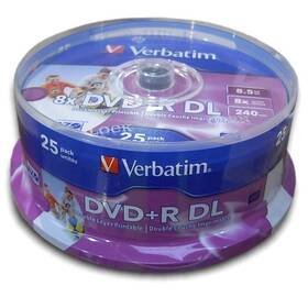 Disk Verbatim DVD+R DualLayer, 8,5GB, 8x, printable, 25cake (43667)