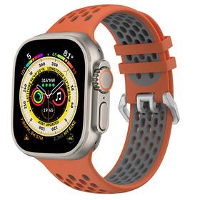Remienok CubeNest Silicone Sport na Apple Watch 42/44/45/Ultra 49 mm (B01R6L01) sivý/oranžový
