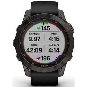 GPS hodinky Garmin fenix 7 Sapphire Solar - Titan Black/Black Silicone Band (010-02540-35)