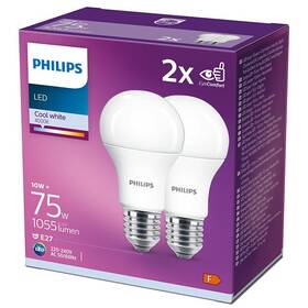 LED žiarovka Philips klasik, 10W, E27, studená biela, 2ks (8718699726997)