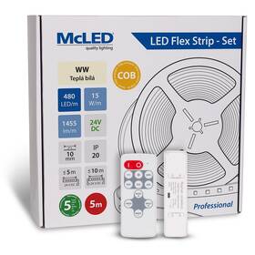LED pásik McLED súprava 5 m + Prijímač Nano, 480 LED/m, WW, 1455 lm/m, vodič 3 m (ML-126.058.83.S05002)