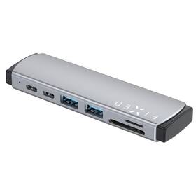 USB Hub FIXED USB-C/HDMI, 2x USB 3.2, USB-C, USB-C PD 87W, SD, Micro SD pro MacBooky (FIXHU-MAC-GR) sivý