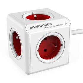 Kábel predlžovací Powercube Extended 5x zásuvka, 1,5m biely/červený